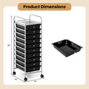 10-Drawer Rolling Storage Cart with Metal Frame and Lockable Universal Wheels