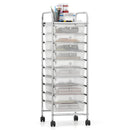 10-Drawer Rolling Storage Cart with Metal Frame and Lockable Universal Wheels by LJGDeals