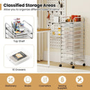 10-Drawer Rolling Storage Cart with Metal Frame and Lockable Universal Wheels by LJGDeals
