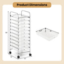 10-Drawer Rolling Storage Cart with Metal Frame and Lockable Universal Wheels by LJGDeals