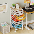 10-Drawer Rolling Storage Cart Mobile Utility Organizer with Wooden Tabletop and Lockable Wheels by LJGDeals