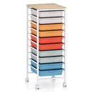 10-Drawer Rolling Storage Cart Mobile Utility Organizer with Wooden Tabletop and Lockable Wheels by LJGDeals