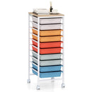 10-Drawer Rolling Storage Cart Mobile Utility Organizer with Wooden Tabletop and Lockable Wheels by LJGDeals