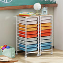 10-Drawer Rolling Storage Cart Mobile Utility Organizer with Wooden Tabletop and Lockable Wheels by LJGDeals