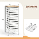 10-Drawer Rolling Storage Cart Mobile Utility Organizer with Wooden Tabletop and Lockable Wheels by LJGDeals