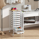 10-Drawer Rolling Storage Cart Mobile Utility Organizer with Wooden Tabletop and Lockable Wheels by LJGDeals