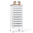10-Drawer Rolling Storage Cart Mobile Utility Organizer with Wooden Tabletop and Lockable Wheels by LJGDeals