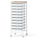 10-Drawer Rolling Storage Cart Mobile Utility Organizer with Wooden Tabletop and Lockable Wheels by LJGDeals