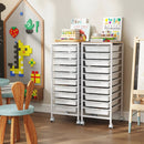 10-Drawer Rolling Storage Cart Mobile Utility Organizer with Wooden Tabletop and Lockable Wheels by LJGDeals