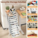 10-Drawer Rolling Storage Cart Mobile Utility Organizer with Wooden Tabletop and Lockable Wheels by LJGDeals