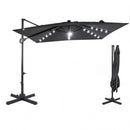 10 FT Cantilever Patio Umbrella with Solar LED Lights for Pool and Garden by LJGDeals