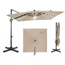 10 FT Cantilever Patio Umbrella with Solar LED Lights for Pool and Garden by LJGDeals