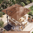 10 FT Cantilever Patio Umbrella with Solar LED Lights for Pool and Garden by LJGDeals