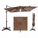10 FT Cantilever Patio Umbrella with Solar LED Lights for Pool and Garden by LJGDeals