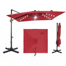 10 FT Cantilever Patio Umbrella with Solar LED Lights for Pool and Garden by LJGDeals
