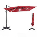 10 FT Cantilever Patio Umbrella with Solar LED Lights for Pool and Garden by LJGDeals