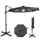 10 FT Cantilever Patio Umbrella with Solar LED Lights 360° Rotation by LJGDeals