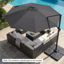 10 FT Cantilever Patio Umbrella with Solar LED Lights 360° Rotation by LJGDeals