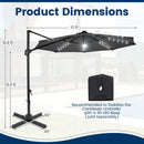 10 FT Cantilever Patio Umbrella with Solar LED Lights 360° Rotation by DirectDeals