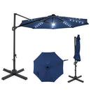 10 FT Cantilever Patio Umbrella with Solar LED Lights 360° Rotation by LJGDeals
