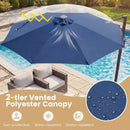 10 FT Cantilever Patio Umbrella with Solar LED Lights 360° Rotation by LJGDeals