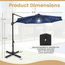 10 FT Cantilever Patio Umbrella with Solar LED Lights 360° Rotation by LJGDeals