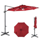 10 FT Cantilever Patio Umbrella with Solar LED Lights 360° Rotation by LJGDeals