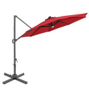 10 FT Cantilever Patio Umbrella with Solar LED Lights 360° Rotation by LJGDeals