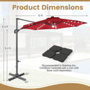 10 FT Cantilever Patio Umbrella with Solar LED Lights 360° Rotation by DirectDeals