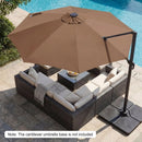 10 FT Cantilever Patio Umbrella with Solar LED Lights 360° Rotation by LJGDeals