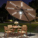 10 FT Cantilever Patio Umbrella with Solar LED Lights 360° Rotation by DirectDeals