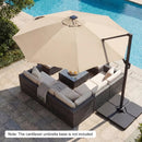 10 FT Cantilever Patio Umbrella with Solar LED Lights 360° Rotation by LJGDeals