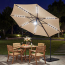 10 FT Cantilever Patio Umbrella with Solar LED Lights 360° Rotation by LJGDeals