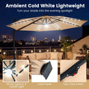 10 FT Cantilever Patio Umbrella with Solar LED Lights 360° Rotation by LJGDeals