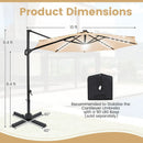 10 FT Cantilever Patio Umbrella with Solar LED Lights 360° Rotation by DirectDeals
