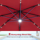 10 FT Cantilever Patio Umbrella with Solar LED Lights & Base by DirectDeals