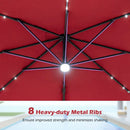 10 FT Cantilever Patio Umbrella with Solar LED Lights & Base by LJGDeals