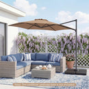 10 FT Patio Cantilever Umbrella with 360° Rotation and Air Vent for Backyard and Poolside by LJGDeals