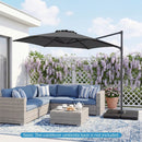 10 FT Patio Cantilever Umbrella with 360° Rotation and Air Vent for Backyard and Poolside by LJGDeals