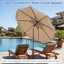 10 FT Scalloped Solar Patio Umbrella with 24 LED Lights and Tilt Adjustment by LJGDeals