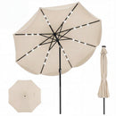 10 FT Scalloped Solar Patio Umbrella with 24 LED Lights and Tilt Adjustment by DirectDeals