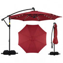 10 FT Solar LED Offset Cantilever Patio Umbrella Hanging Outdoor Market Umbrella by LJGDeals
