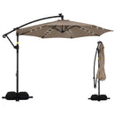 10 FT Solar LED Offset Cantilever Patio Umbrella Hanging Outdoor Market Umbrella by LJGDeals