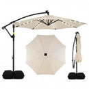 10 FT Solar LED Offset Cantilever Patio Umbrella Hanging Outdoor Market Umbrella by LJGDeals