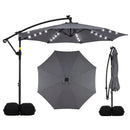 10 FT Solar LED Offset Cantilever Patio Umbrella Hanging Outdoor Market Umbrella by LJGDeals