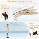 10 Feet Cantilever Umbrella with 32 LED Lights and Solar Panel Batteries by LJGDeals