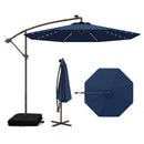 10 Feet Cantilever Umbrella with 32 LED Lights and Solar Panel Batteries-Beige by DirectDeals