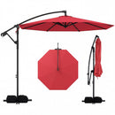 10 Feet Offset Hanging Umbrella with Base Patio Cantilever Umbrella with Tilt-Gray by DirectDeals