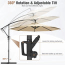 10 Feet Offset Hanging Umbrella with Base and Infinite Tilt by LJGDeals