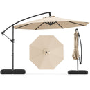 10 Feet Offset Hanging Umbrella with Base Patio Cantilever Umbrella with Tilt-Gray by DirectDeals